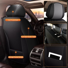 AOMSAZTO Car Seat Cover Fit for Chevy Colorado 2015-2024 2025 2026 LT Z71 Work Truck ZR2 Trail Boss: Leather Vehicle Cushions Cover Seat Protector 2PCS Front Seat Covers Compatible Airbag Black&Gray