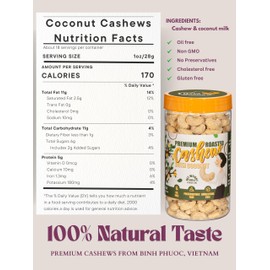 Gold Cashew Coconut Cashews - Snacks for Adults, Whole Nuts (No Mixed), Oil-Free, Healthy Foods, Natural flavor, Promote Healthy digestion, Great for On The Go Snacking, 17.64 oz (Pack of 1)