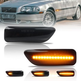 GSOWO Indicator Side Indicator with Canbus Error Free 2835 SMD for Volvo S60 2000-2009, S80 1998-2006, V70 II 2000-2007, XC90 2002-2006, XC70 2000-2007, Full LED Strip Indicator 2 pieces