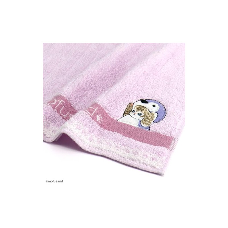 mofusand Pastel Lace Towel Handkerchief, Purple, Cat Lace, Cute, 43-0130080,