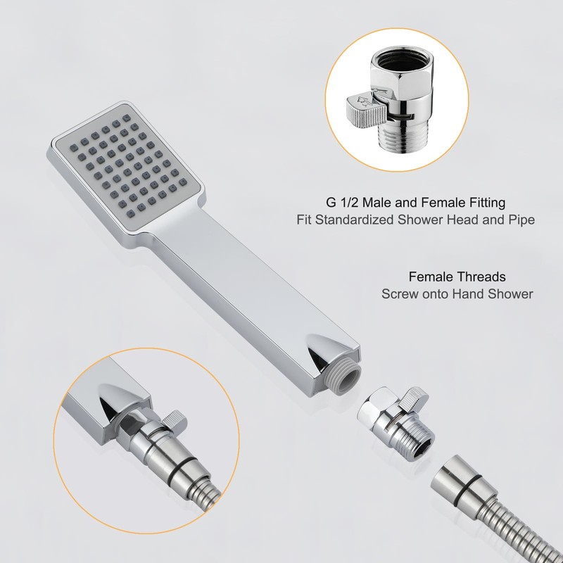 Chrome Water Flow Control Valve, G1/2" Shower Head Flow Control