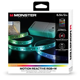 Monster Multicolor/Multi-White 6.5ft LED Light Strip With Motion Activation, 88 Unique Settings, Use Remote For Customization, Battery-Powered: Requires 3 AA Batteries