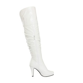 DREAM PAIRS Women's White Pu Thigh High Chunky Heel Platform Over The Knee Boots Size 7 M US Sarah-hi