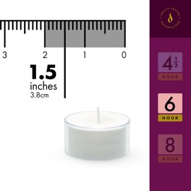 Lerner Tealight Candles in Clear Cups, 50 Count| 6 Hours Long-Burning White Tea Light Candles| Non-Toxic, Smokeless & Soot-Free Tea Light Warmer Candles | Unscented Party, Décor, Shabbat Tea Candles