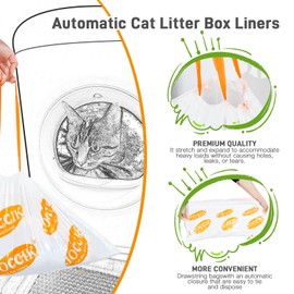 Cat Litter Bags for Automatic Litter Box Liners Compatible with MeoW SC01/C02/LR01, Waste Bags for X & MAX, 22" x 12.8" 100 Count