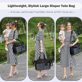 SUPROMOMI Diaper Bag Tote: Large Tote Baby Bag Boy Diaper Bag Stylish Girl Diaper Bag,Shoulder Mommy Bag Can Make Twin Diaper Bag and 2 Kids Diaper Bag Mom Hospital Bag Black