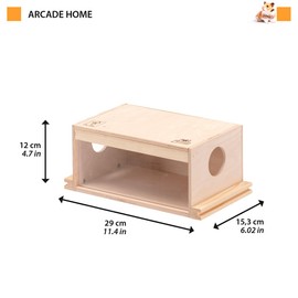 Ferplast Hamster House, Mouse House, Accessory for Hamster Cage, Hamster Bedding Litter Sawdust, 29 x 15,3 x h 12 cm, ARCADE HOME Wooden House, House for Hamsters and Mice