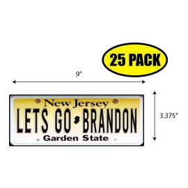 Tampa Printing 25 PACK 3.37"x 9" LETS GO BRANDON PLATE Sticker Decal Gift MAGA Trump BS0301