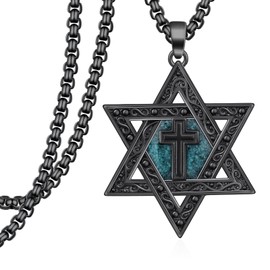 Star of David Necklace 925 Sterling Silver Jewish Star Necklace Star of David Cross Necklace Jewish Jewelry Gifts for Men Women