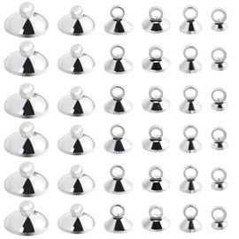 SOFPLATE 1 Box 120Pcs 3/4/5/6/8/10mm Bead Bail Caps Silver Bead End Caps Brass Round Dangle Small Pendant Bails Clasps Connector Accessories for DIY Necklaces Earrings Bracelets Ball Charms Crafts