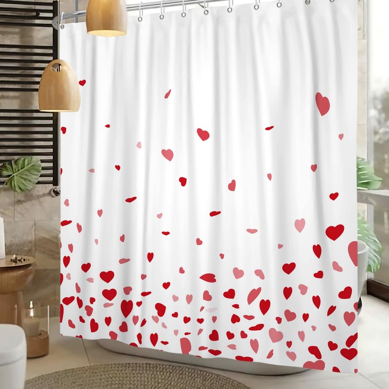 Leowefowa 72x72 Inch Valentines Day Shower Curtain Falling Red Heart