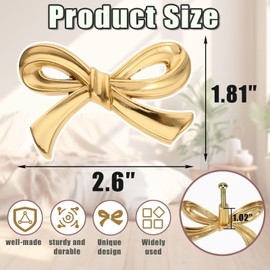 NNNJunhua Gold Bow Cabinet Knobs Vintage Bow Shaped Dresser Knobs Decorative Handle for Cabinet Gold Bow Knobs Drawers Handles for Desk Suitable for Wardrobe Drawers TV Cabinets Bookcases (Gold-4)
