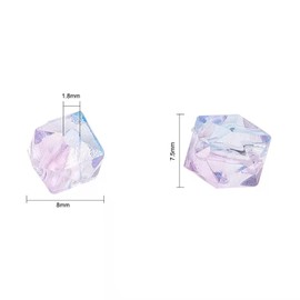 Xeahung 120PCS Acrylic Crystal Beads for Jewelry Making Square Polygon Loose Spacer Charms for Bracelets Earring Necklace Key Rings Adults Beading DIY Art Craft Projects Birthday Gifts (Pink & Blue)