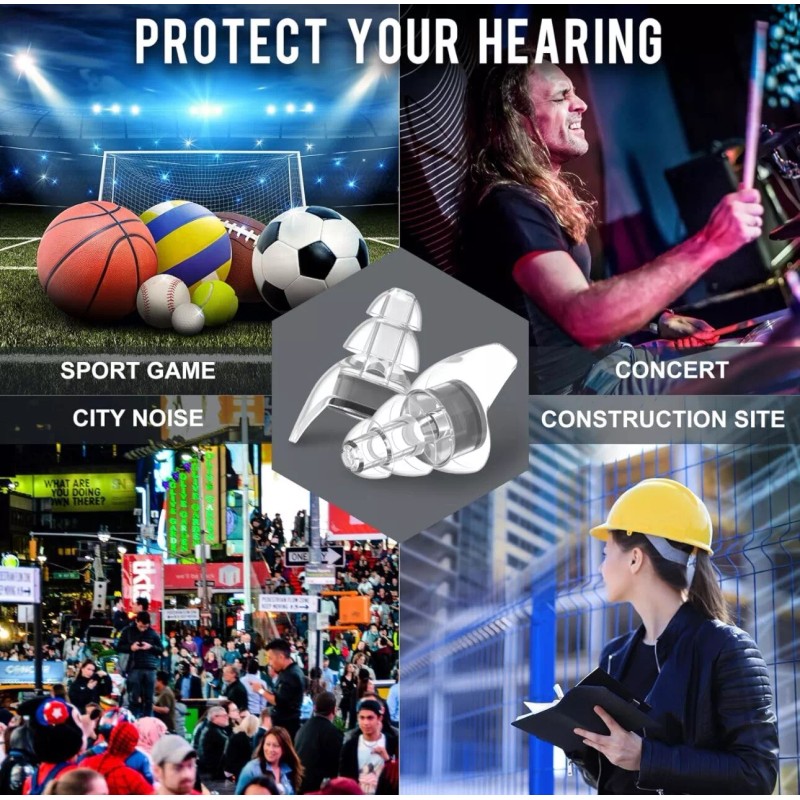 ZDMATHE Earplugs Reusable Musicians Ear Plugs, 24dB Filter 2 Pairs