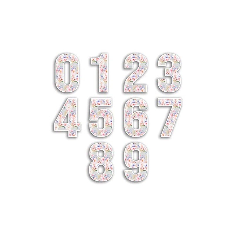 2 x 15cm Tall Vintage Floral Number Vinyl Stickers -