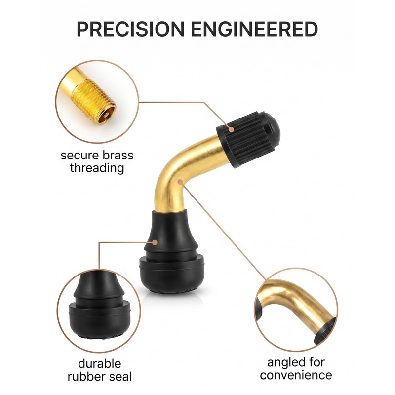 TISCH PVR60 Motorcycle Tyre Valve 2x 90° Angled Brass Valve