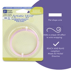 Beadalon 21-Gauge Jewelry Artistic Wire/Flat Wire, 3-Feet, Rose Gold
