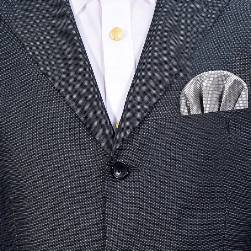 DonDon Men's Pocket Square Pre-folded for the Perfect Fit, Silver