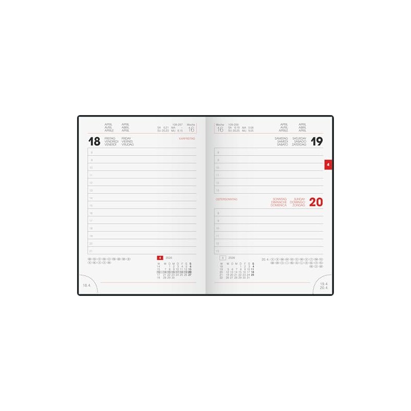 BRUNNEN Pocket Calendar Model 736 '26 | A6, Plastic, Black