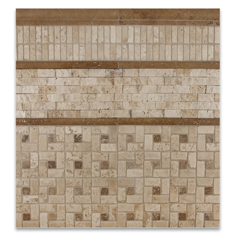 Noce 2 X 12 Travertine Chair Rail Ogee-1 Molding
