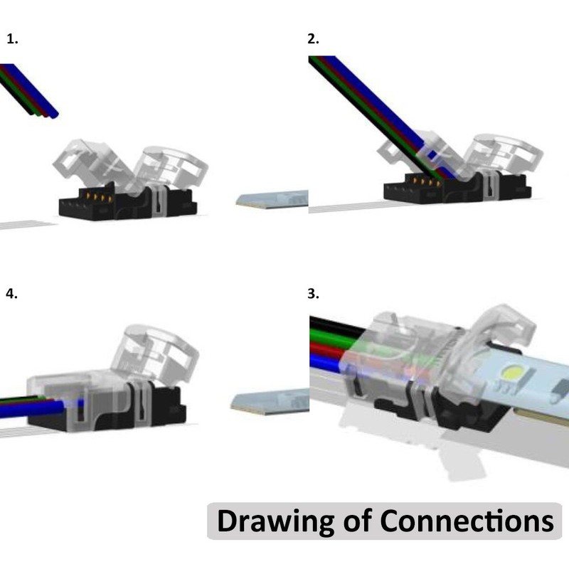 GRIVER 4 Pin LED Connector for Waterproof 5050 RGB LED