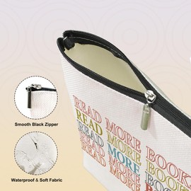 VICBOU Read More Books Cosmetic Bag, Book Lovers Gifts, Book Gifts Bookish Gifts Readers' Library Makeup Bag Inspirational Gifts for Women Sister Daughter Bookworm Girls Graduation Birthday Gift