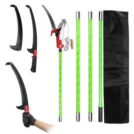 Pole Saws for Tree Trimming, 8.2-15FT Extendable Manual Pole Saw, Long Branch Trimmer with Thickened Saw Blade and Scissors, Tree Pole Pruner for Pruning Palms and Shrubs