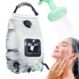 LAQPPSS Solar Portable Shower Bag, 5 Gal/20L Solar Heating Camping Shower Bag with Removable Hose&On-Off Switchable Shower Head for Camping Hiking, Traveling (Gray)