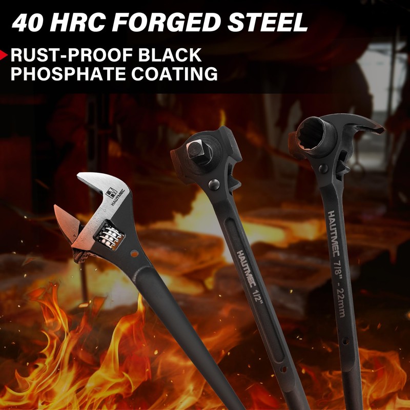 HAUTMEC 12inch Spud Ratchet Wrench Set(3 PCS), Includes 3/4" x