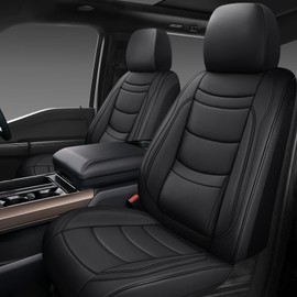 NS YOLO Faux Leather Car Seat Covers Front Pair,Universal Fit for Most Cars,SUVs and Sedans,Waterproof Luxury Leatherette Cushions, 2 Seats Protectors,Black