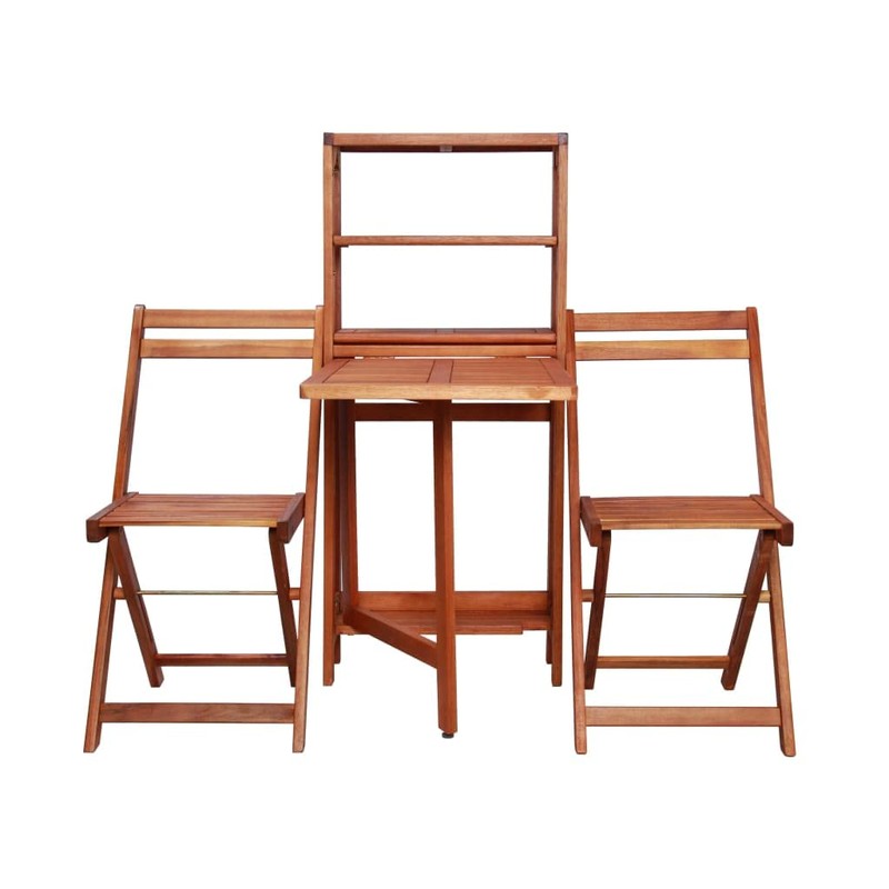 vidaXL Solid Acacia Wood 3 Piece Bistro Set - Folding