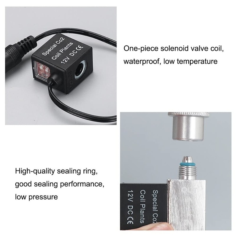 DONGKER CO2 Solenoid Valve, DC 12 V Aquarium CO2 Regulator,