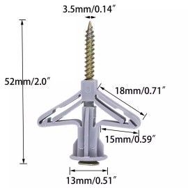 kaileyouxiangongsi Hollow-Wall Anchors, Drywall Anchor kit with Screws, Self-Drilling Hollow Wal...
