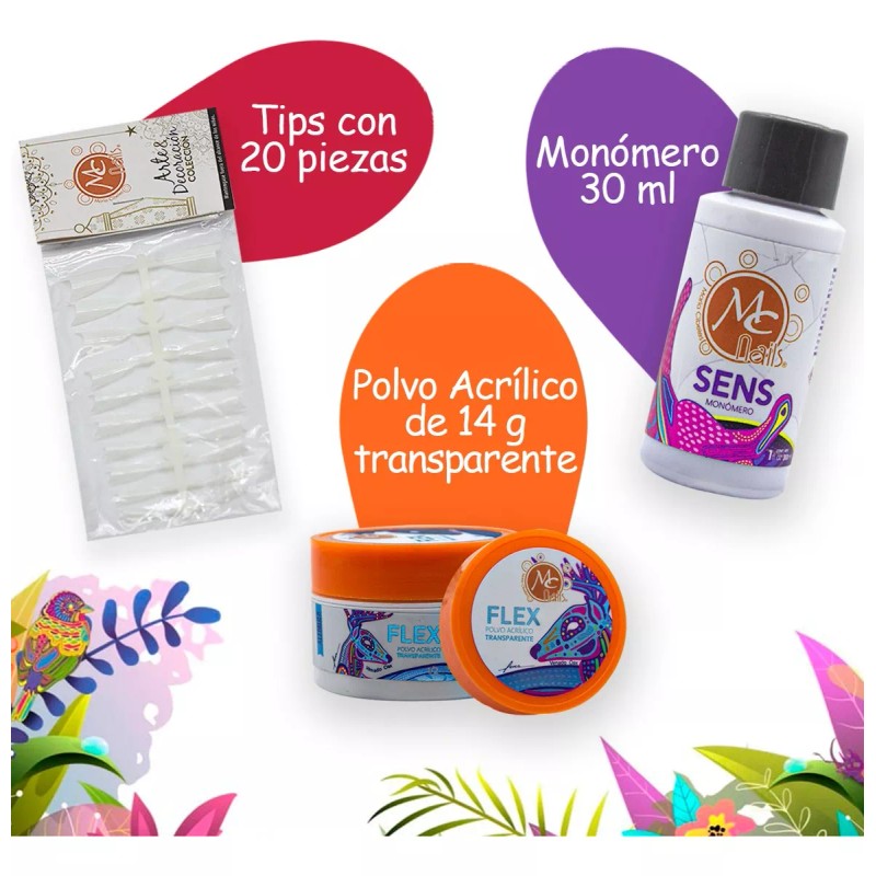 Mc Nails Kit Para Uñas Básico Acrilico Mc Nails Con