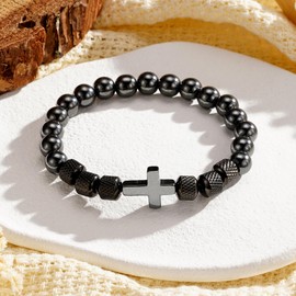 P. BLAKE To My Husband Bracelet Gifts from Wife, Cross Bead Bracelet Fathers' Day Valentine's Day Birthday Christmas Gifts for Husband Men Him