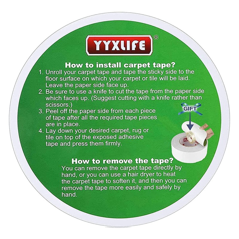 YYXLIFE Double Sided Removable Rug Tape - Carpet Adhesive for