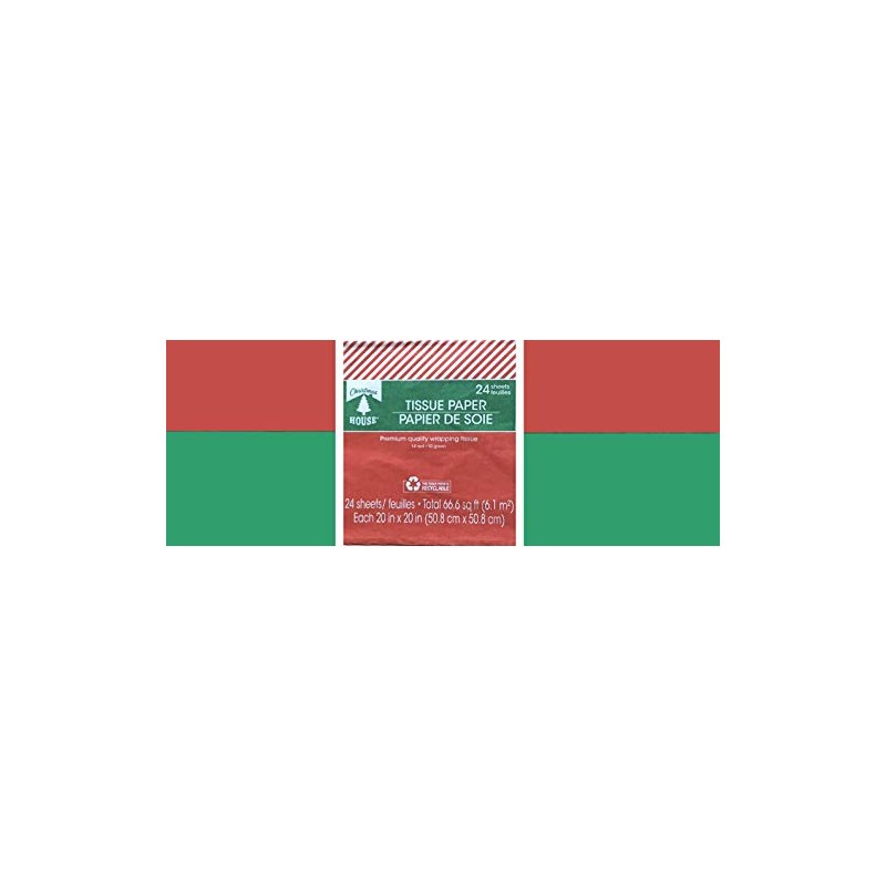 24 Red & Green Christmas Tissue Paper (Solid Colors)