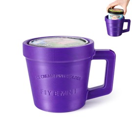 FIYEMNI Ice Cream Pint Holder, with Antifreeze Handle & Spoon Slot, Ice Cream Pint Insulated Sleeve Containers, Fits 16oz Pints, Purple