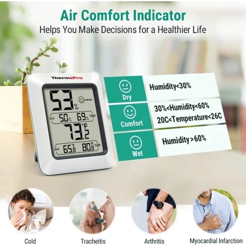 ThermoPro TP50 Digital Hygrometer Indoor Thermometer and Humidity Gauge 2