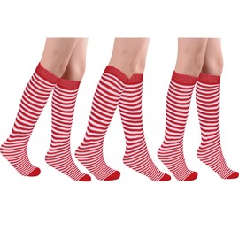 Zando Dr Seuss Socks kids Crazy Socks for Kids Cotton Kids St Patrick's Day Socks Girls Knee High Socks Girls Boys Socks Cosplay Socks Red and White Stripes*3 4-6 Years