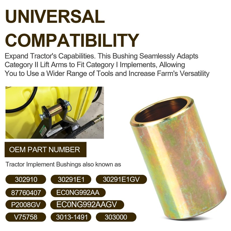 10Pcs Tractor Lower Lift Arm Bushing– Category II to I