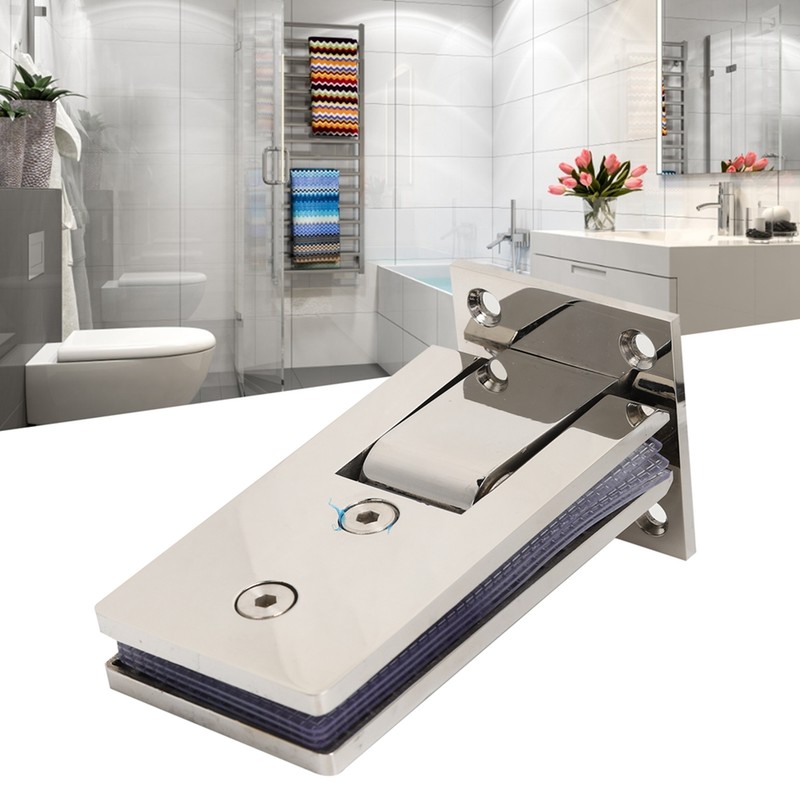 90 Degree Bathroom Door Clip Stainless Steel DoubleSided Shower Glass