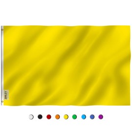 ANLEY Fly Breeze 3x5 Foot Solid Yellow Flag - Vivid Color and Fade Proof - Canvas Header and Double Stitched - Plain Yellow Flags Polyester with Brass Grommets 3 X 5 Ft