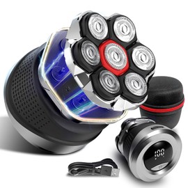 Afeitadora eléctrica giratoria para hombre, 2025 Upgrade 7D, navaja eléctrica flotante con pantalla LED, IPX7 resistente al agua, carga rápida tipo C, cabezales magnéticos