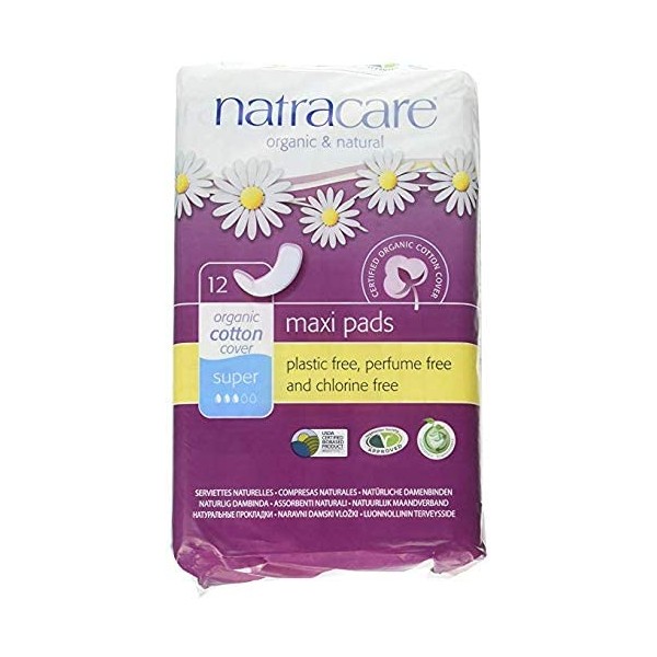 Natracare Pads Super 12 Ct, 4 Boxes (28 Pads Total)