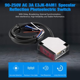 Keenso Photoelectric Switch, E3JK-R4M1 Reflection Photoelectric Sensor AC 90-250V 3A Photoelectric Sensor Reflection Photoelectric Switch (2 Set)