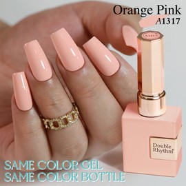 Double Rhythm 15ML Gel Nail Polish Pure Sheer Same Color Same Bottle Soak Off Gel Polish Art Manicure Salon DIY at Home for Women (Milky Orange Pink-A1317)