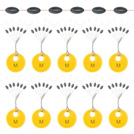 Realure 60 Pcs Fishing Float Stops, 6 in 1 Rubber Float Stops, Oval Black Float Stops for Fishing, Small Float Stops for Coarse Fishing, 0.2-0.33mm Line Stops,Sinker Stops, Size M