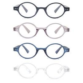 OLOMEE Readers for Womens Cute Round Readers Cheaters +1.50 Stylish Lightweight Reader Glasses 4 Pack Comfortable Fit Spring Hinge