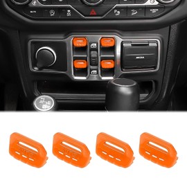 CheroCar for Jeep JL Window Switch Button Cover Trim Interior Accessories for Jeep Wrangler JL JLU Gladiator JT 2018-2021 (Orange)